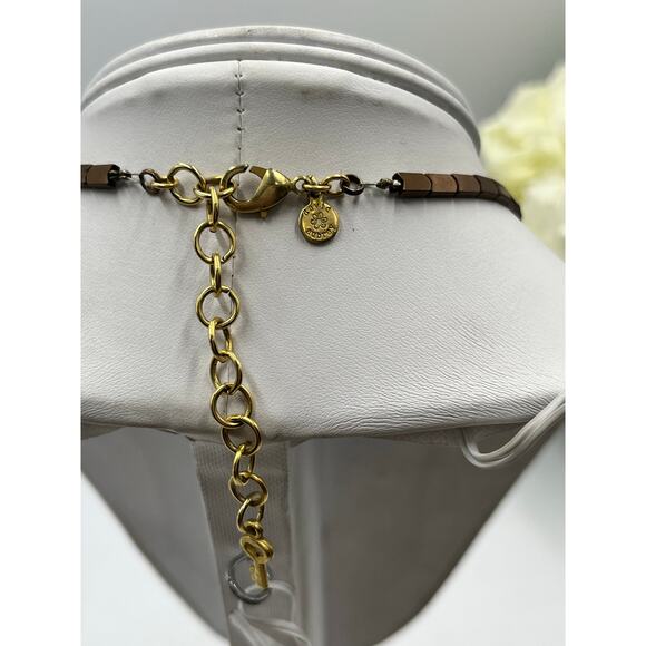 David Aubrey Anthropologie Carnelian Sunstone Gem Brass
Necklace Handcrafted - Picture 4 of 12